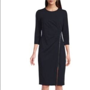 Calvin Klein ruched zip sheath dress 8